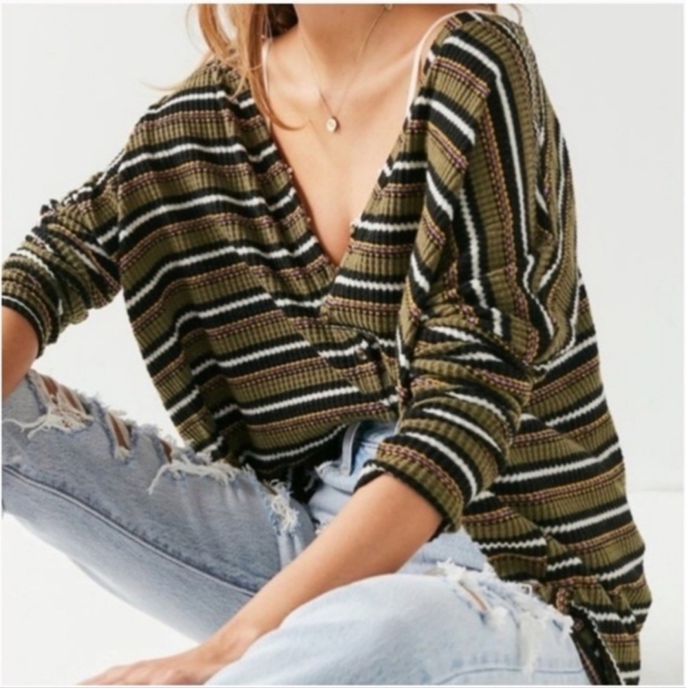 Out from Under UO JoJo striped button sweater